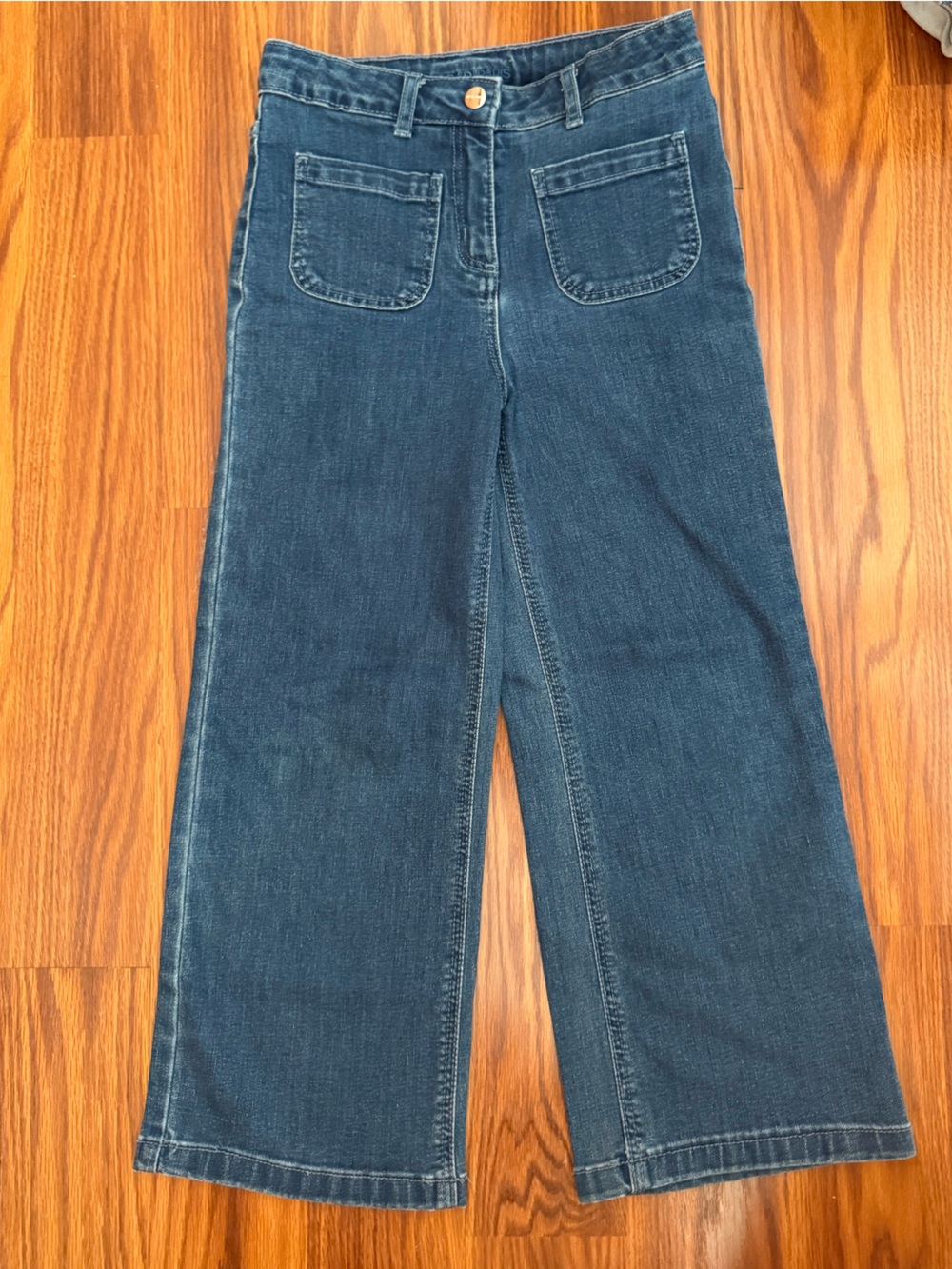 Girls Jacadi Paris Wide Leg Denim Jeans - Dark Blue